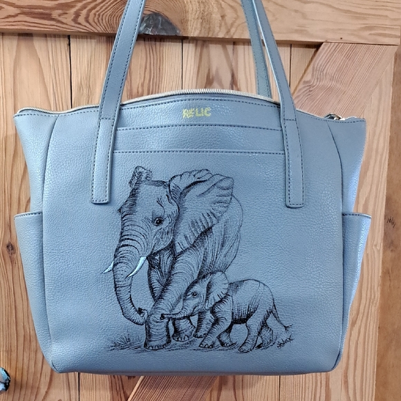 Artisan Handbags - Hand Crafted Painted Elephant Faux Leather Purse Bag Tote Upcycle